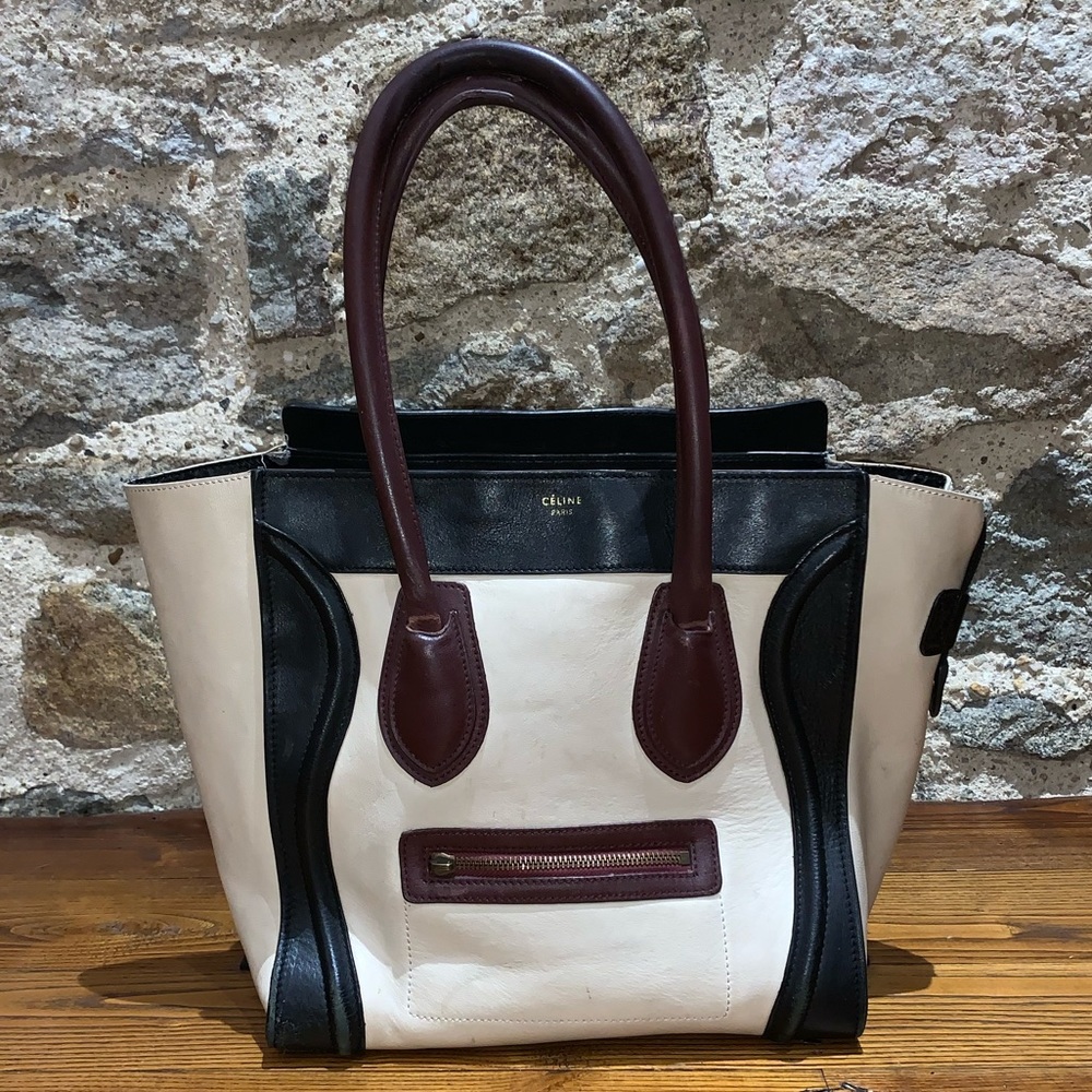 USED CELINE Tricolor Leather Micro Tote Bag